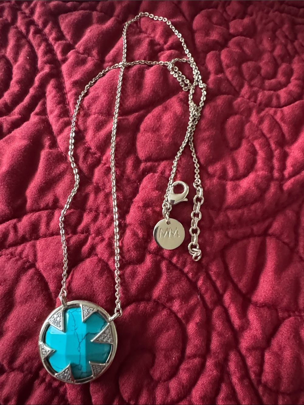Melinda Maria Turquoise Blue Starburst Pendant Necklace